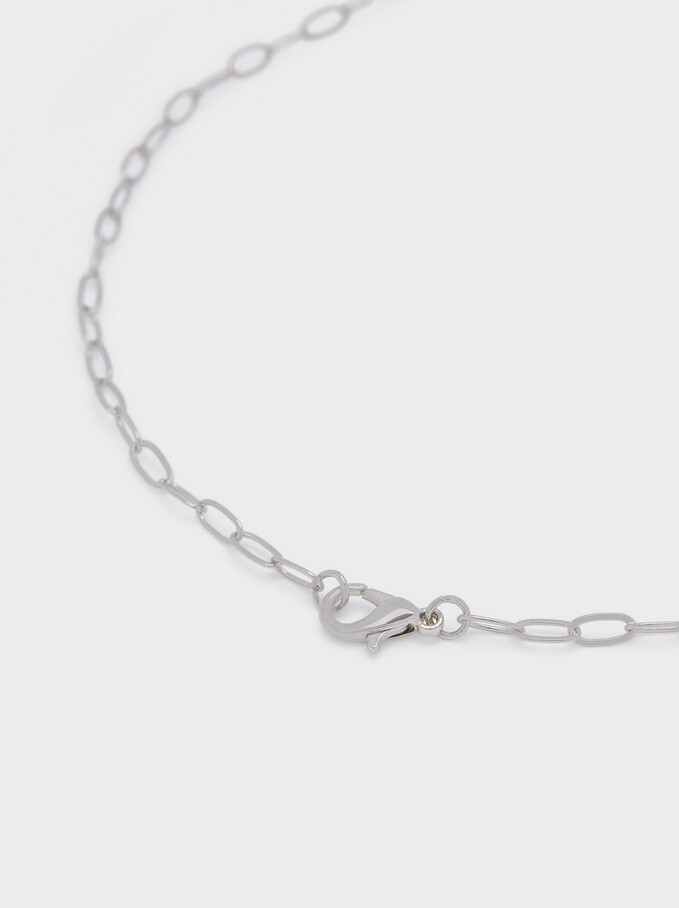 Short Chain Necklace With Stars, Silver, hi-res