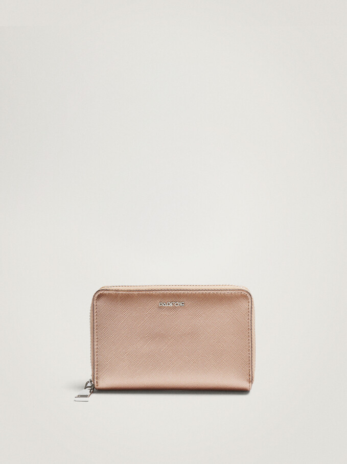 Small Plain Wallet, Rose Gold, hi-res