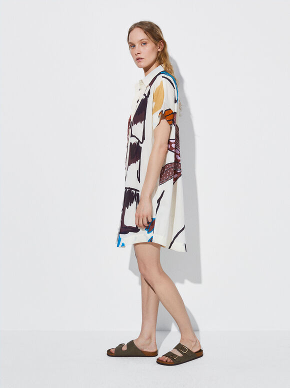 Bedrucktes Hemdkleid, Mehrfarbig, hi-res