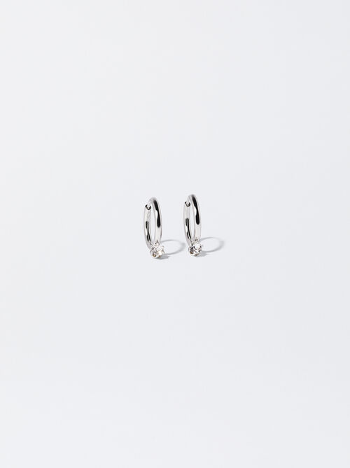Steel Hoop Earrings With Crystals