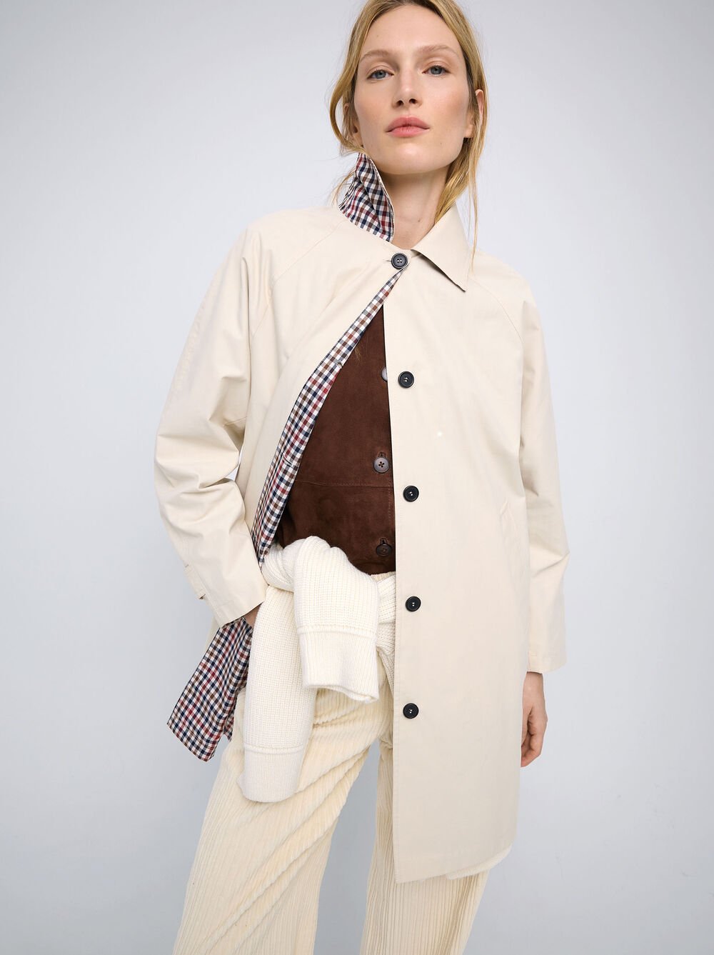 Midi trench with printed interior