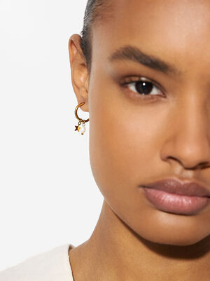 Earrings Star Natural Pearl - Stainless Steel