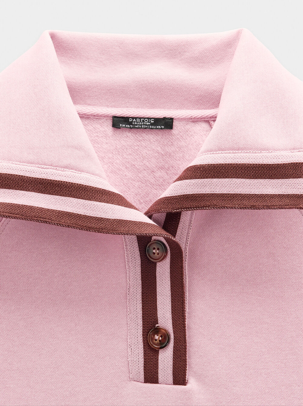 Sweatshirt with polo collar and stripes