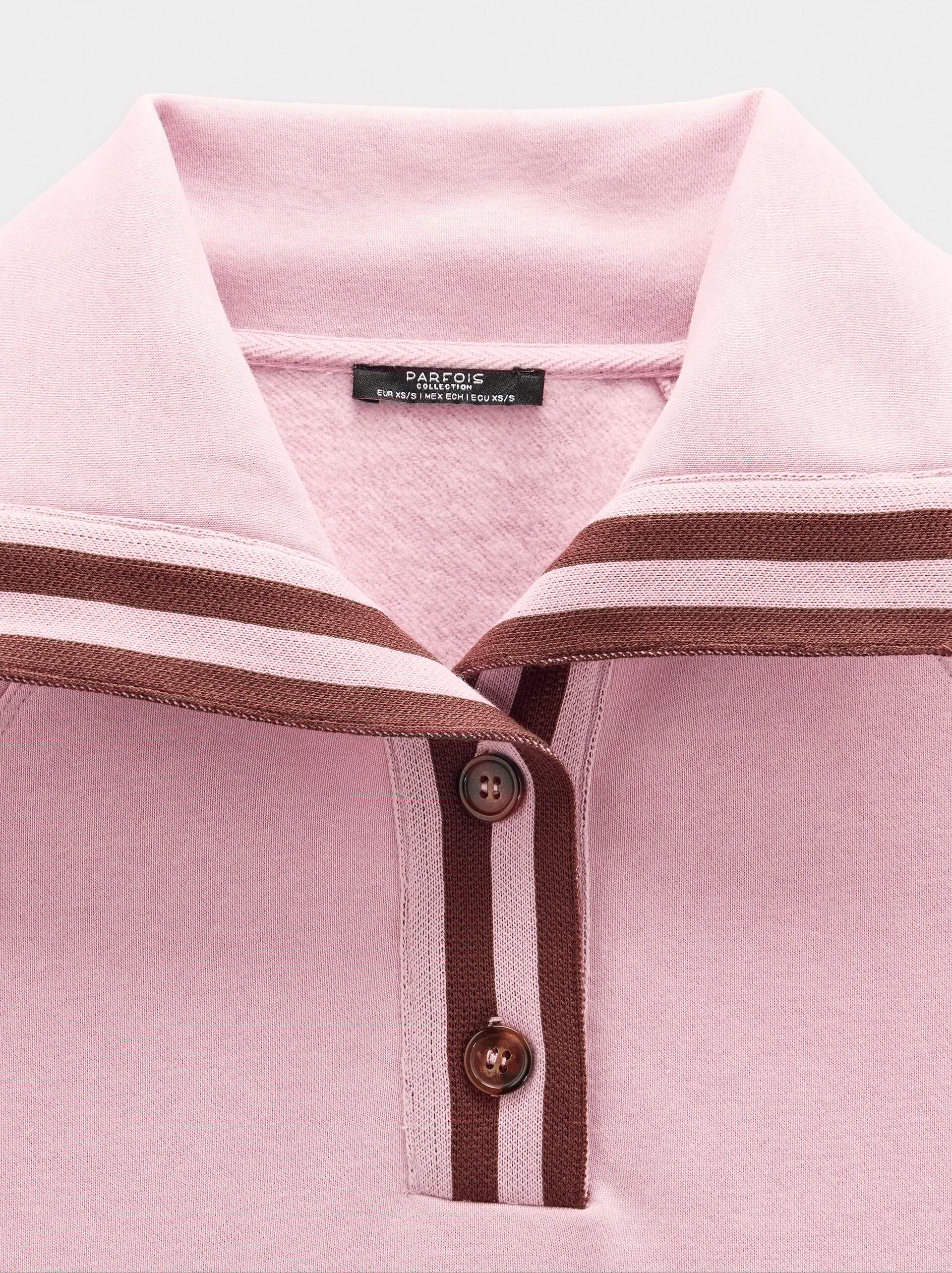 Sweatshirt with polo collar and stripes image number 6.0