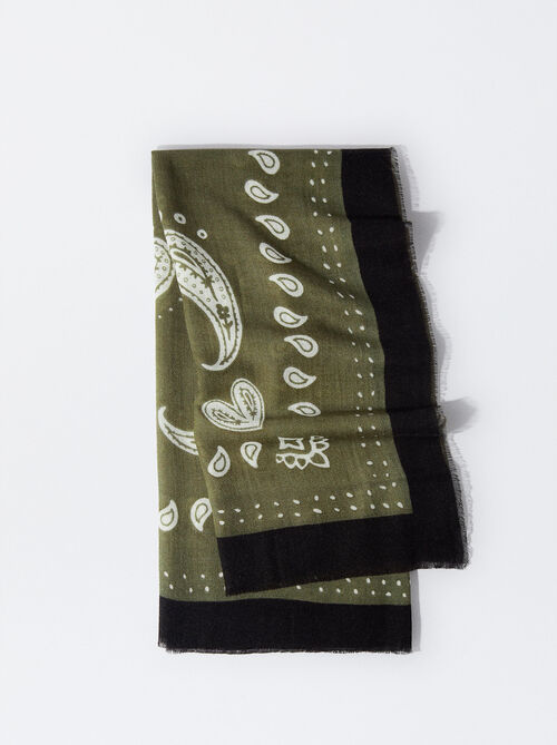 Printed Scarf With Wool