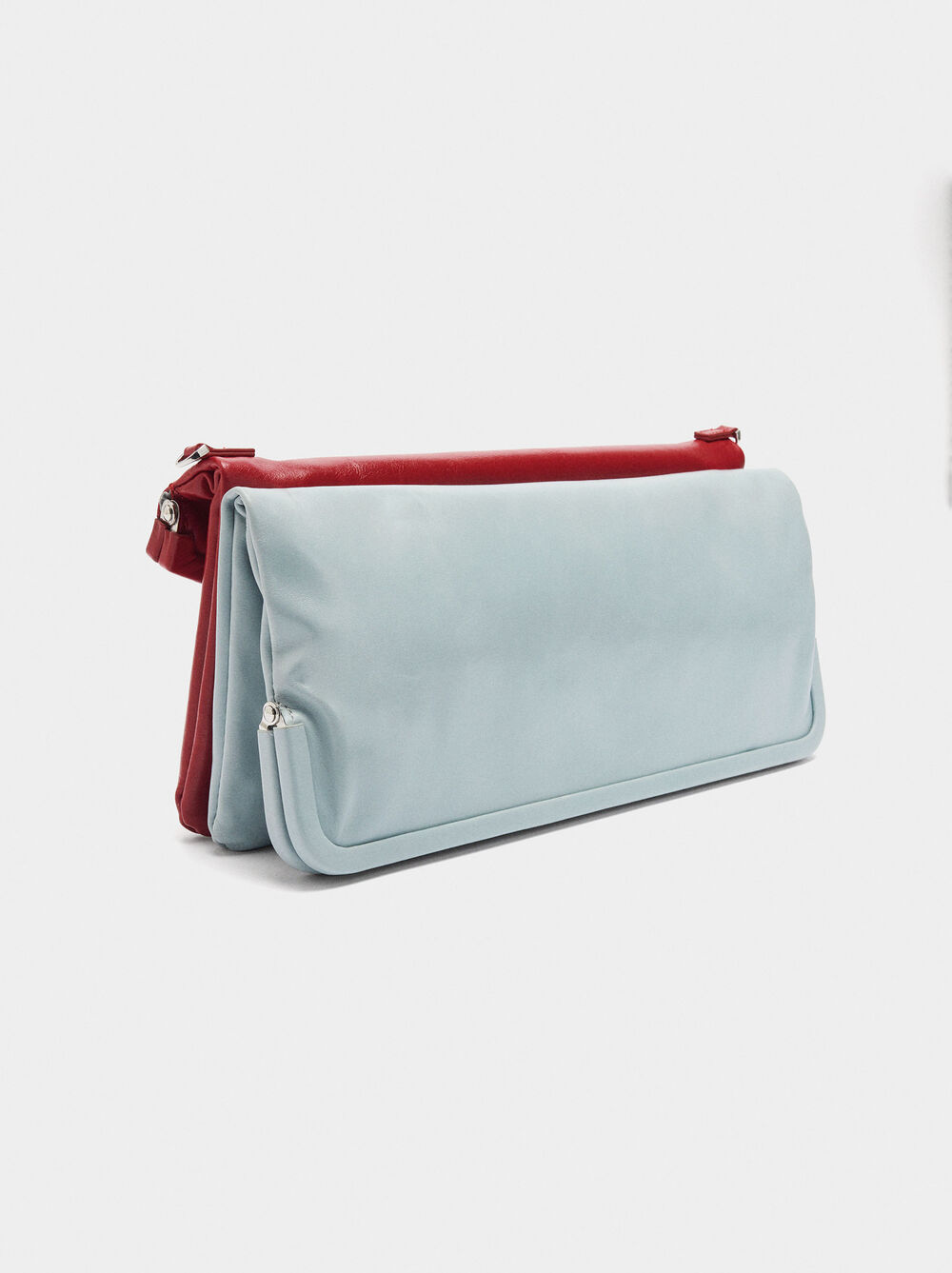 Double envelope bag in bicolour leather