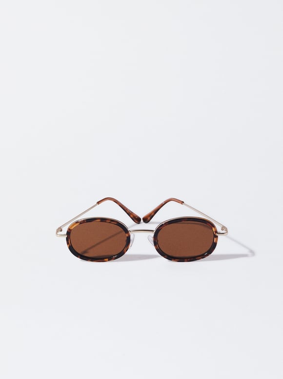 Oval Sunglasses, Brown, hi-res