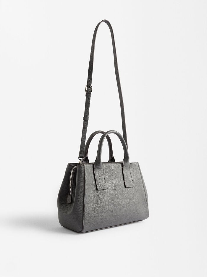 Textured tote bag with shoulder strap