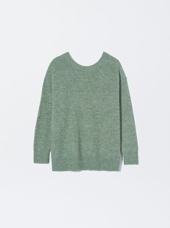 Dzianinowy Sweter, Zielony, hi-res