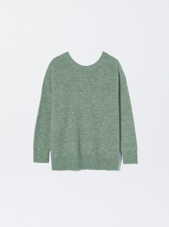 Knit Sweater, Green, hi-res