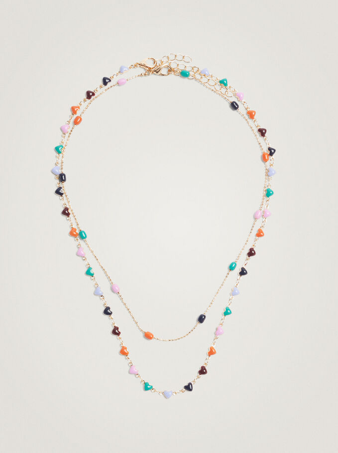 Set Of Hearts Necklaces, Multicolor, hi-res