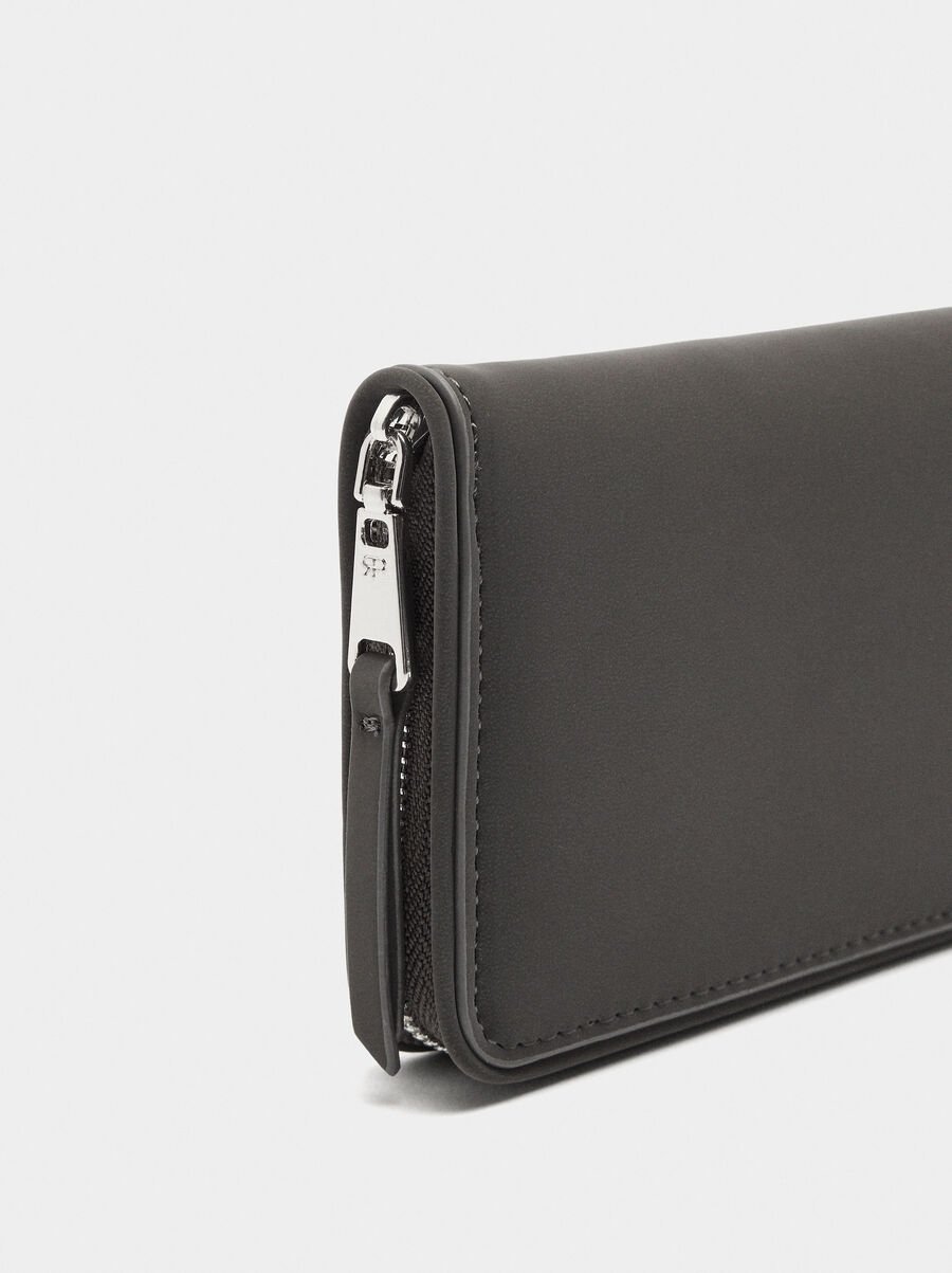 Cartera de textura suave con cierre de cremallera L