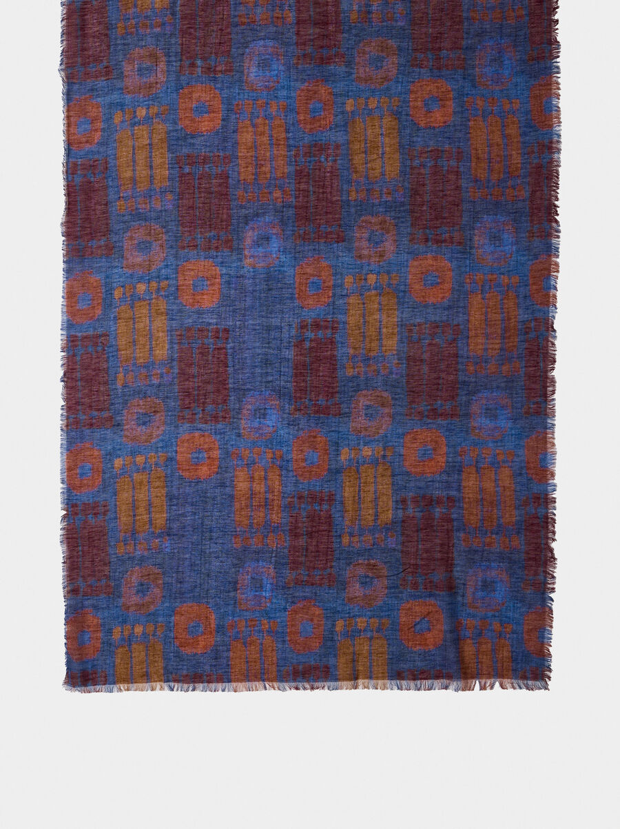 Printed scarf with linen and cotton