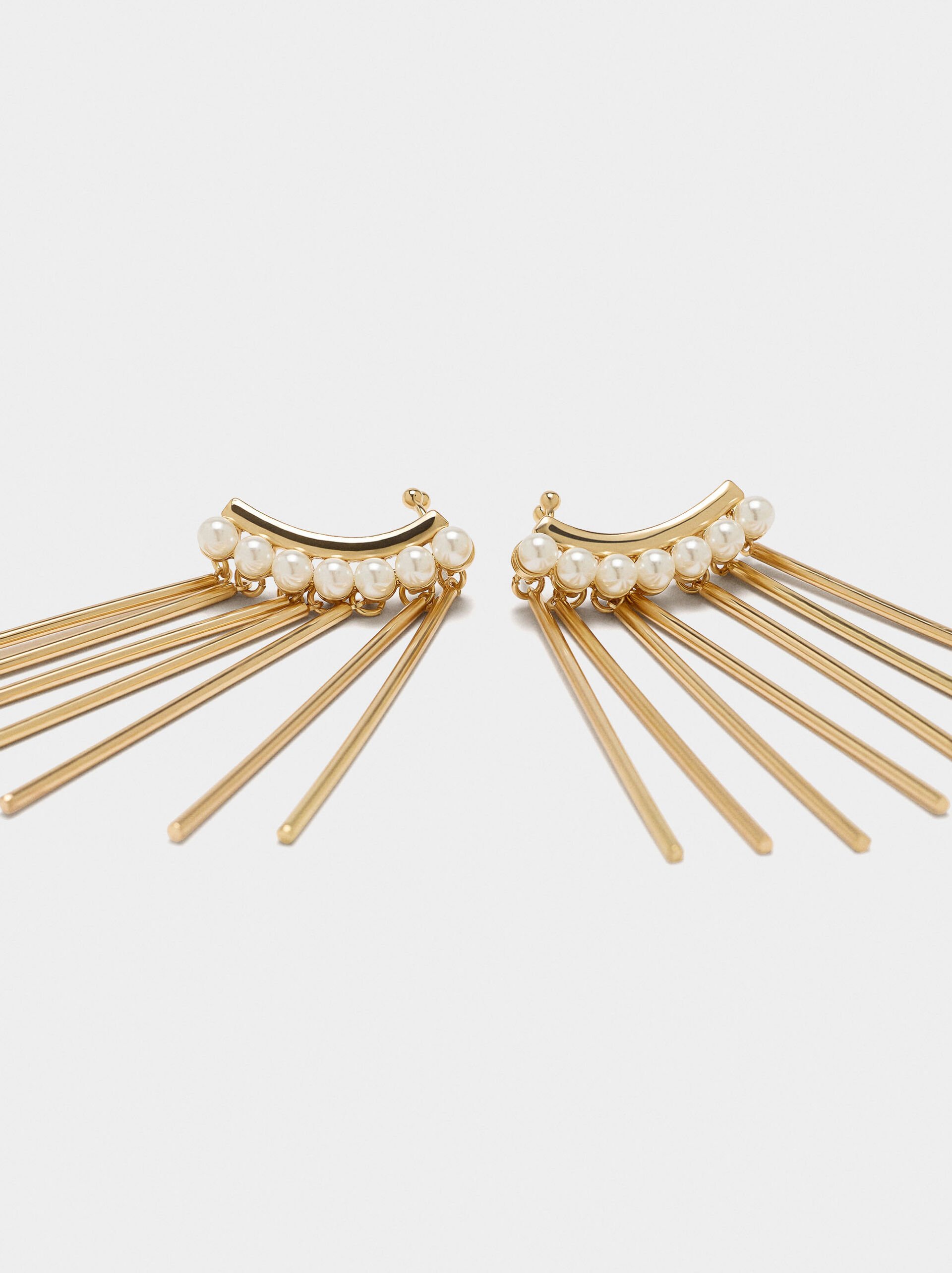 Pendientes ear jacket con perlas y barras image number 1.0