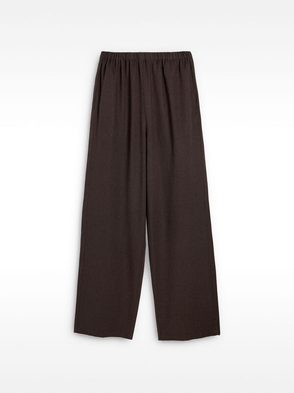 Trousers with linen elastic waistband