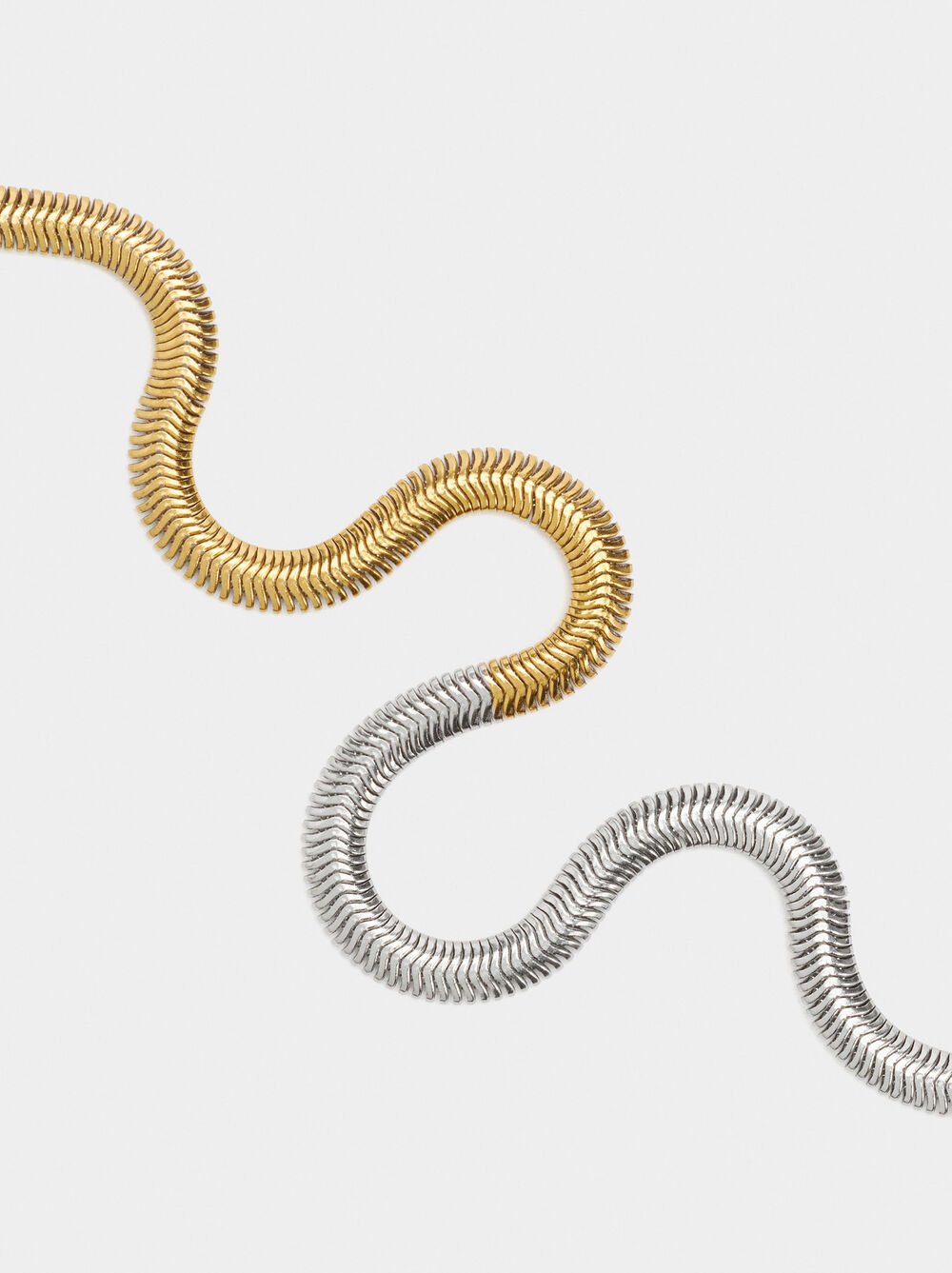 Bicolor Armband mit Schlangenkette aus Edelstahl