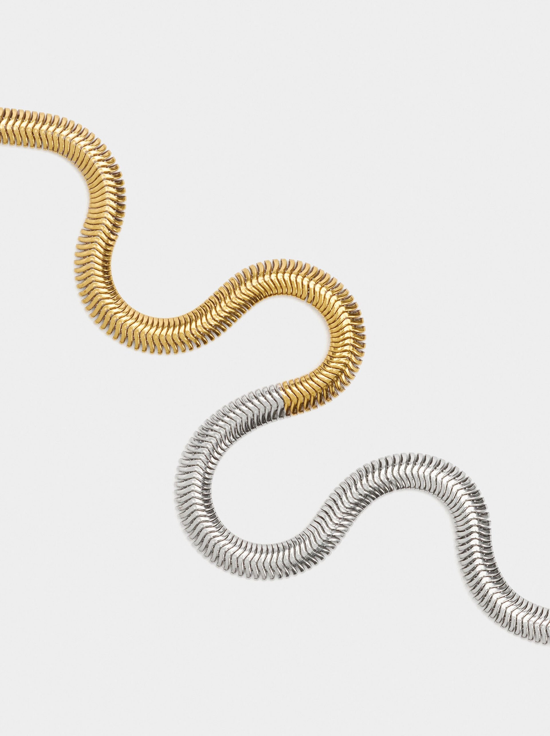 Bicolor snake chain bracelet with stainless steel image number 1.0