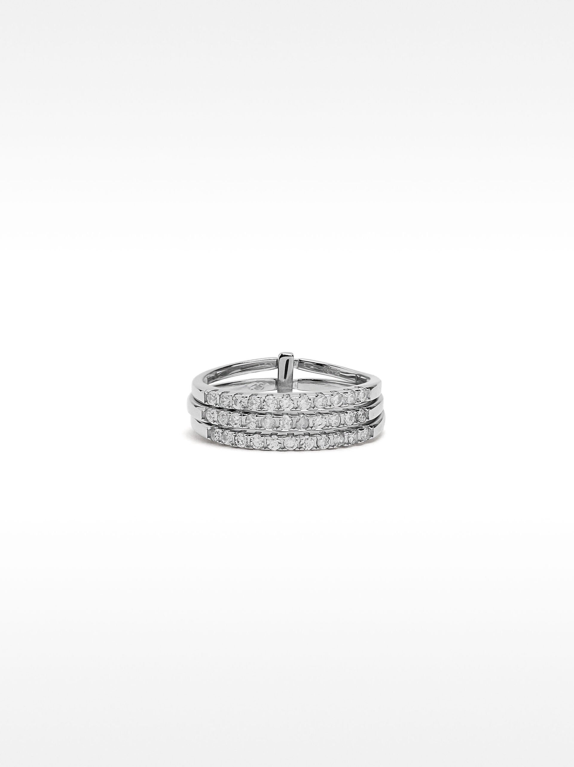 Anello triplo con zirconi - argento sterling 925 image number 0.0