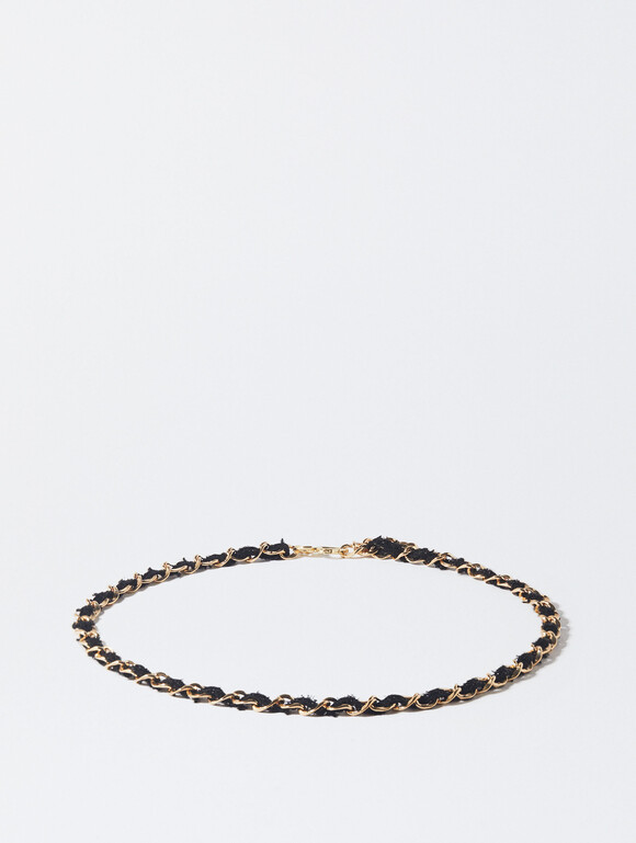 Gold Metal Link Belt, Black, hi-res