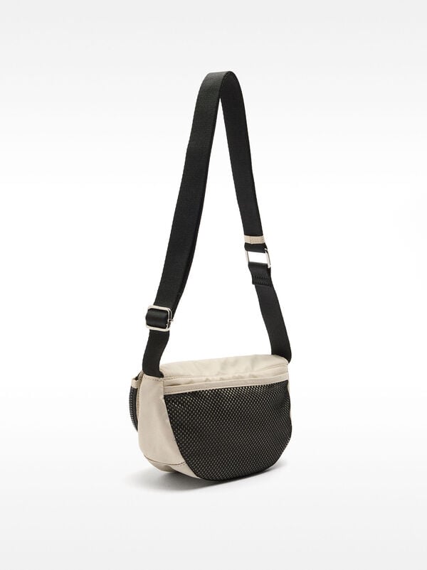Nylon crossbody bag with flap closure