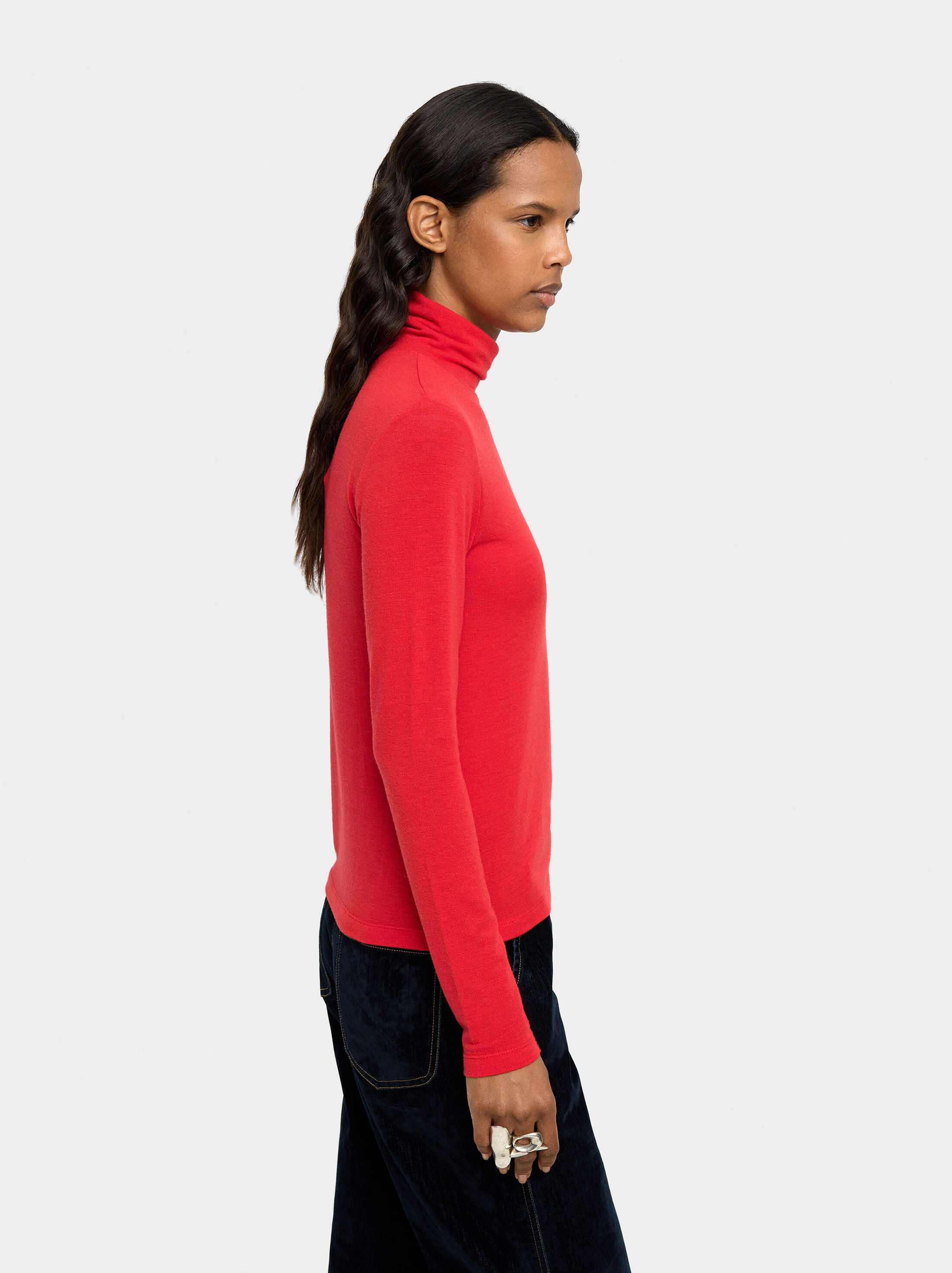 T-shirt with long sleeves and high neck image number 2.0