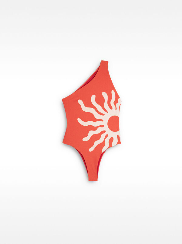 Asymmetrical printed swimsuit