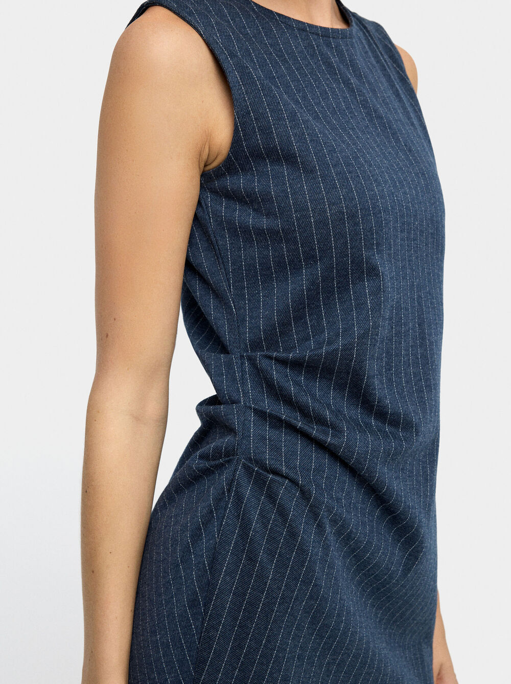 Midi dress with pinstripe