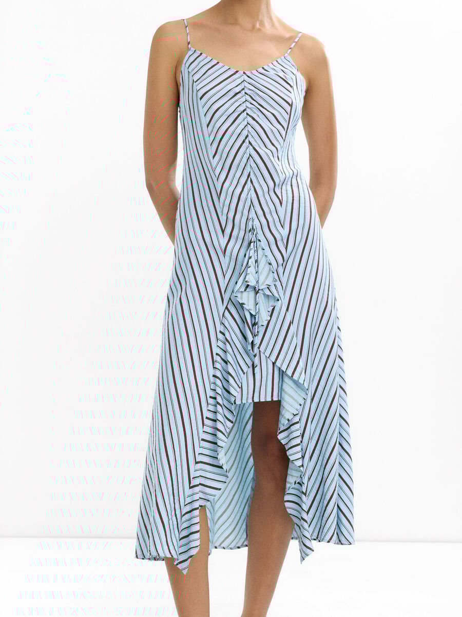 Midi dress with stripes and straps