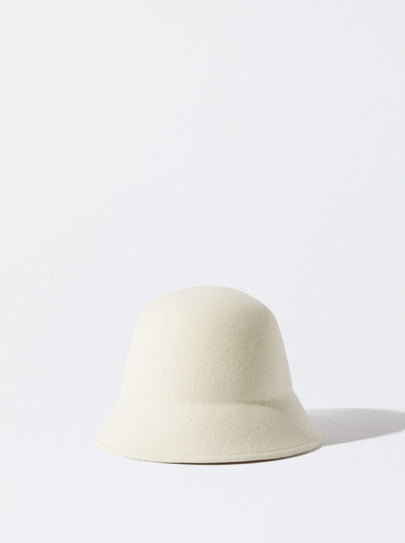Knitted Bucket Hat, White, hi-res