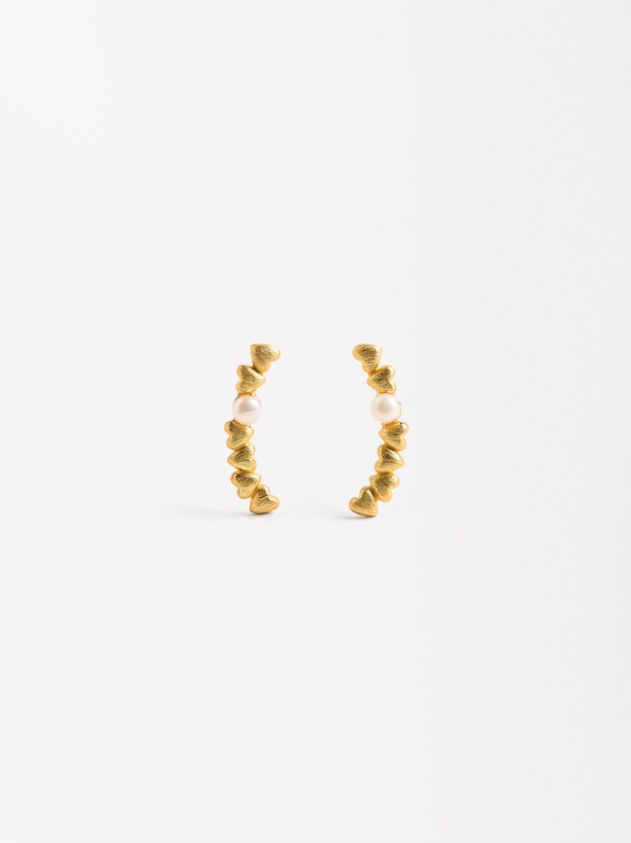 Earrings with hearts and freshwater pearls - 925 sterling silver