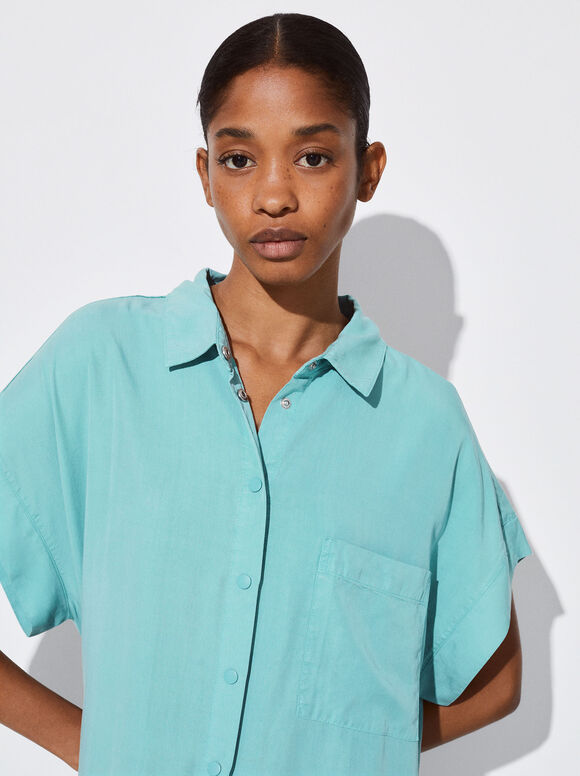 Lyocell Shirt Dress Fuchsia Woman Dresses