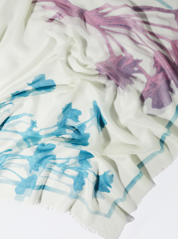 Printed Scarf, Ecru, hi-res