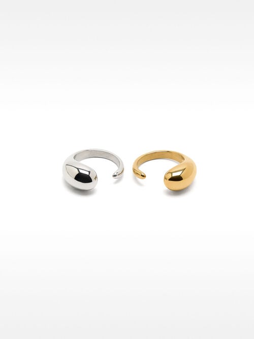 Bicolor open ring set – stainless steel