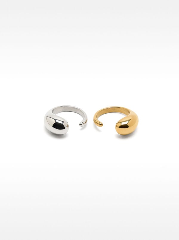 Bicolor open ring set – stainless steel