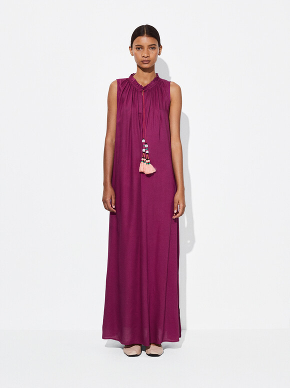  Modal Dress With Stripes, Purple, hi-res