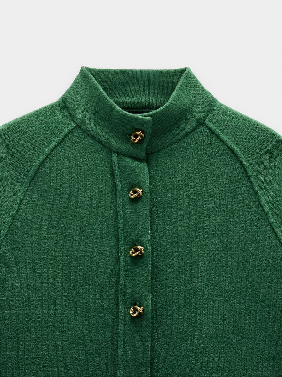 Knit mesh poncho with high neck