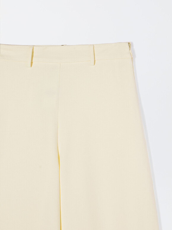 Wide Tab-Detail Pants, Beige, hi-res