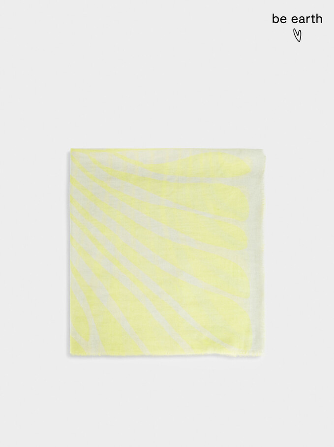 Printed Scarf Made From Recycled Materials, Yellow, hi-res
