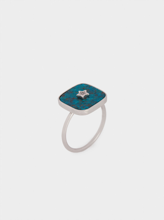 925 Silver Signet Ring, Blue, hi-res