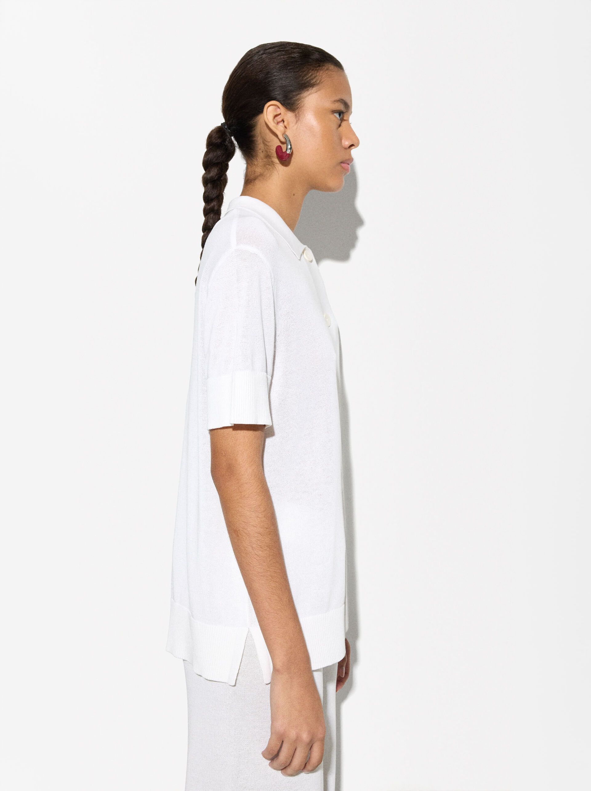 Short-sleeved knitted sweater image number 2.0