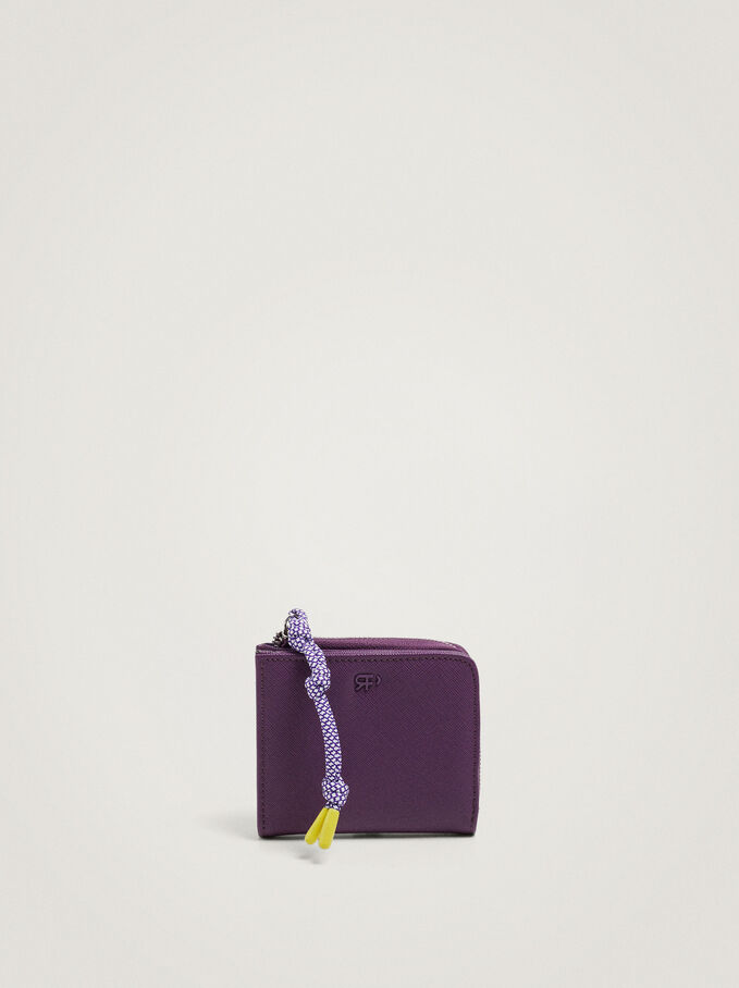Wallet With Cord Detail, Purple, hi-res