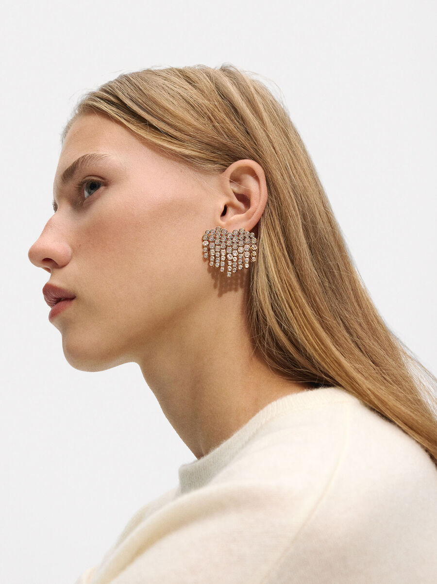 Gold cascade earrings with zirconias