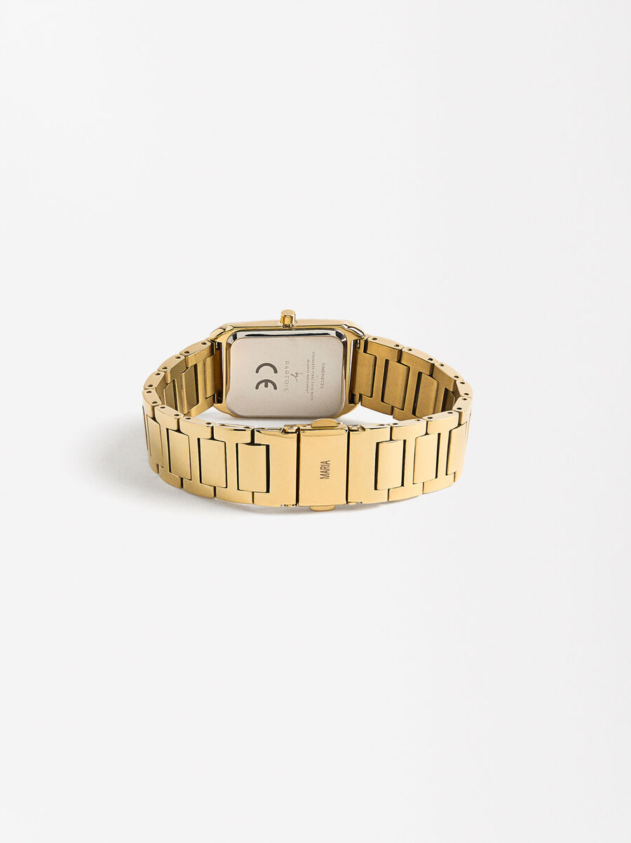 Quadratische Uhr mit Armband aus Edelstahl