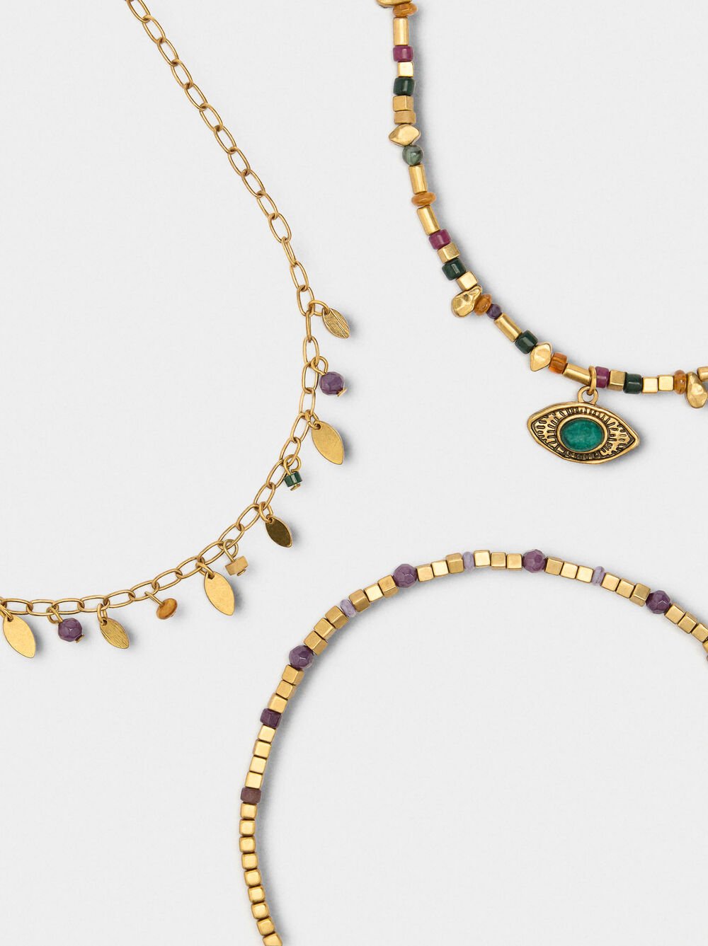 Set of necklaces with stones