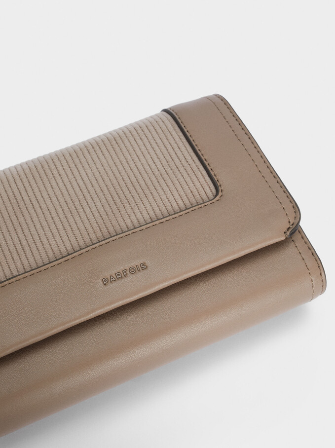 Long Combined Wallet With Flap, Brown, hi-res
