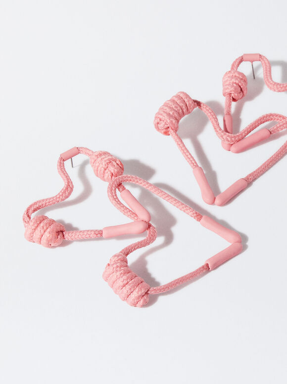 Online Exclusive - Knotted Heart Earrings, Pink, hi-res