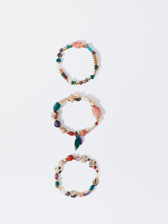 Set Of Elastic Bracelets, Multicolor, hi-res