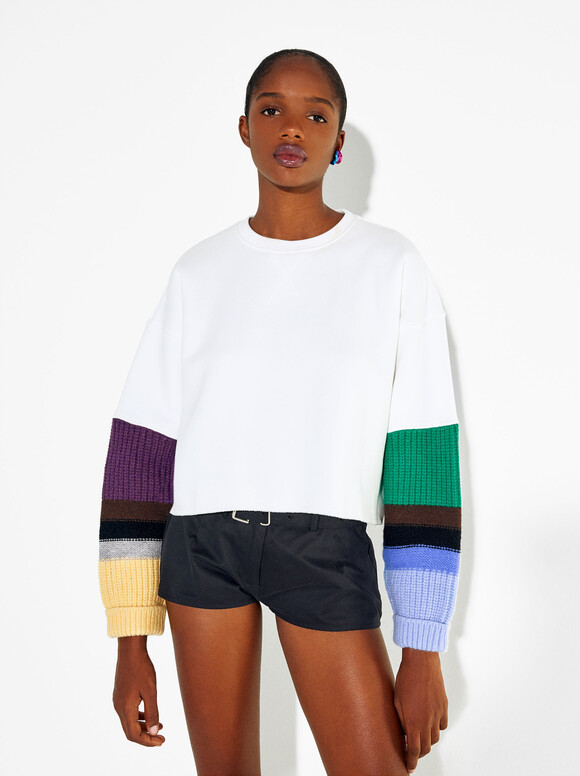 Color Block Knitted Jumper, Multicolor, hi-res