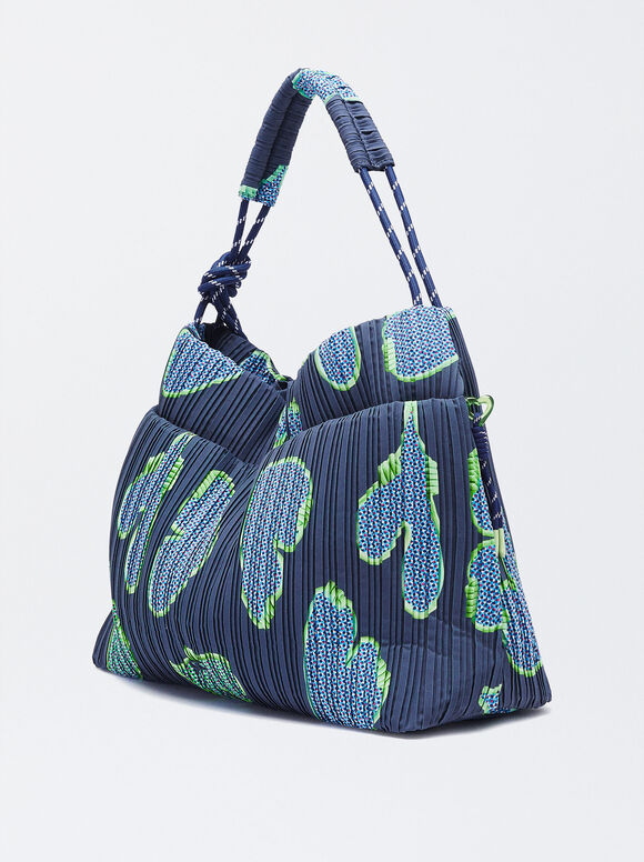 Online Exclusive - Nylon Hearts Shoulder Bag, Blue, hi-res