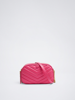 Quilted Crossbody Bag, Pink, hi-res